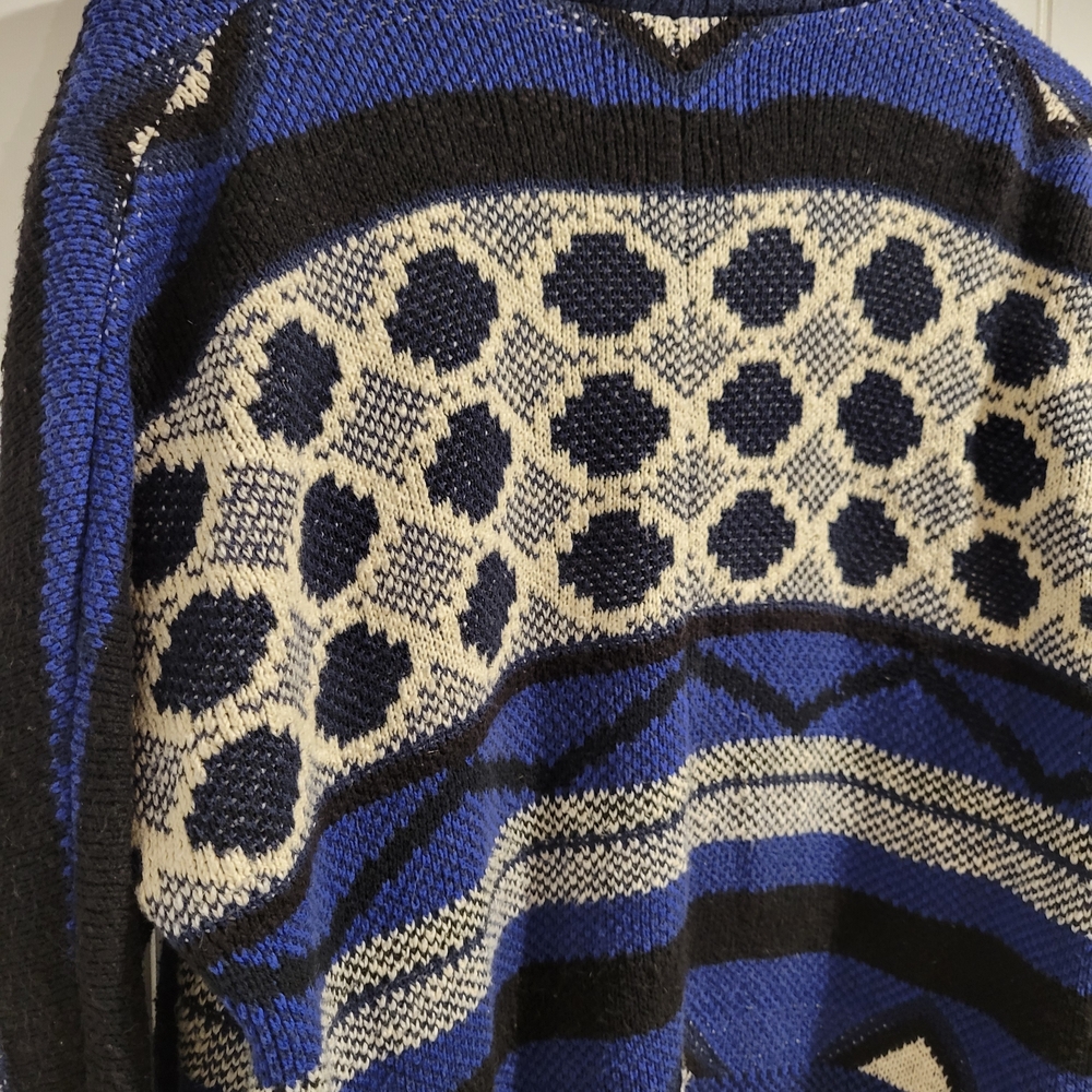 Lucky Brand Blue Cream Tribal Open Sweater Size Medium - Picture 11 of 12